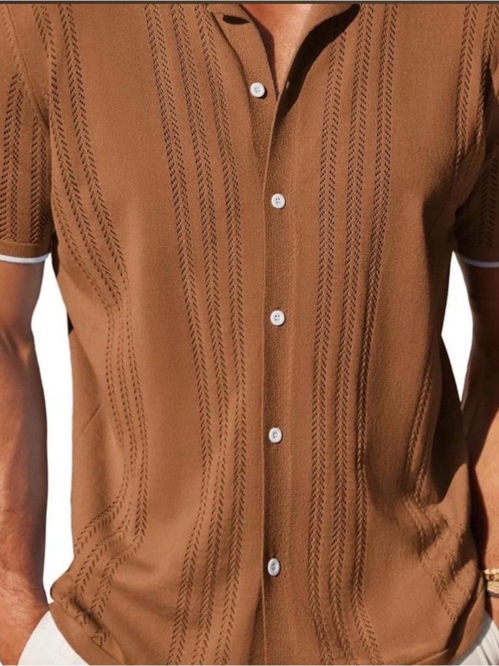 Men's Short Sleeve Knit Shirt in Brown